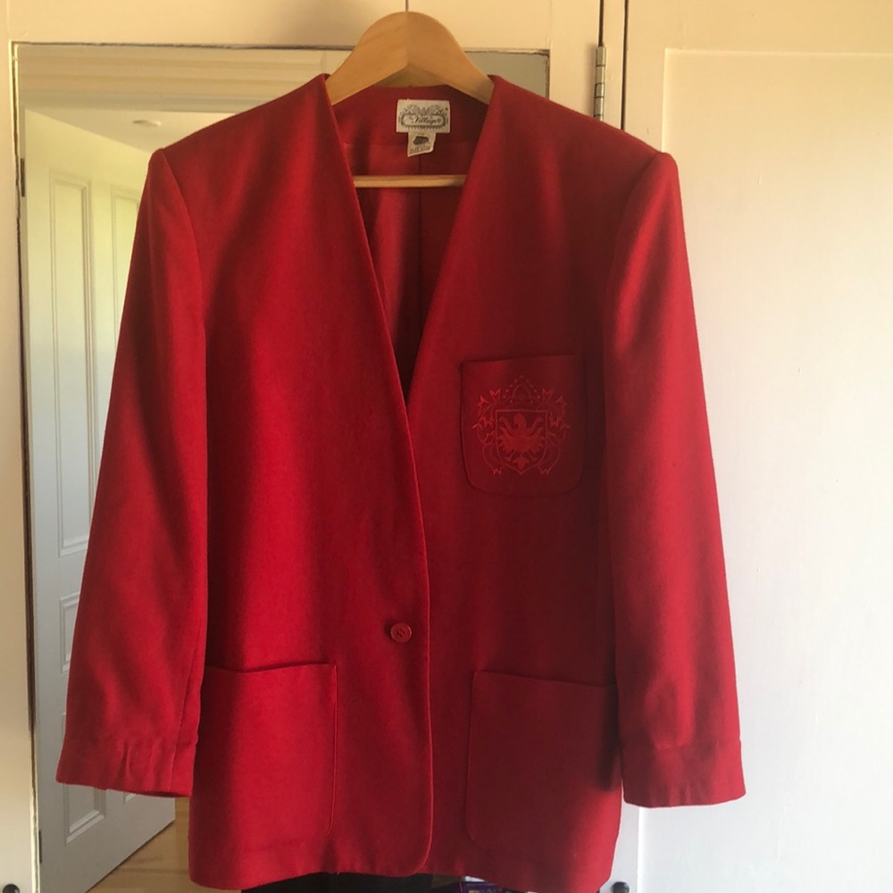 Vintage Red Wool Blazer